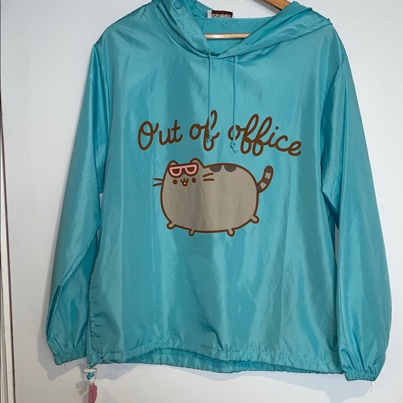 Pusheen Tops - Pusheen Turquoise Hoodie Out of Office
